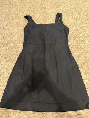 Abercrombie & Fitch Black Square-Neck Linen Mini Dress